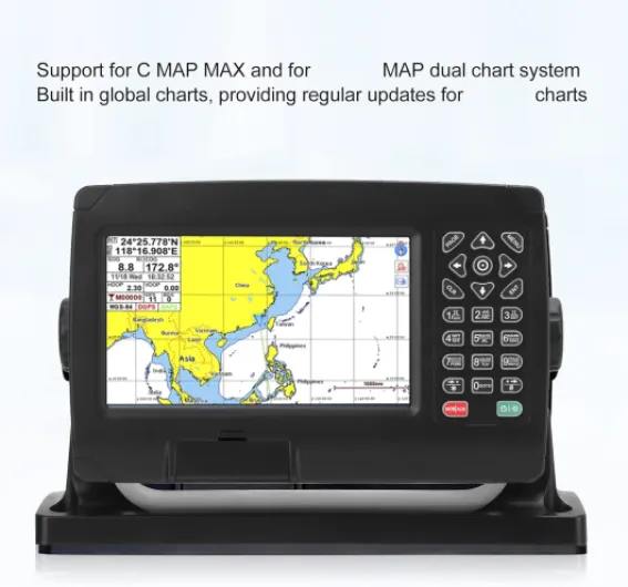 Marine Chart Plotter Boat GPS Navigator GPS Chart Plotter Satellite Navigator with GNSS Antenna Dual Map System IPX6 Waterproof for Marine Boat Navigation