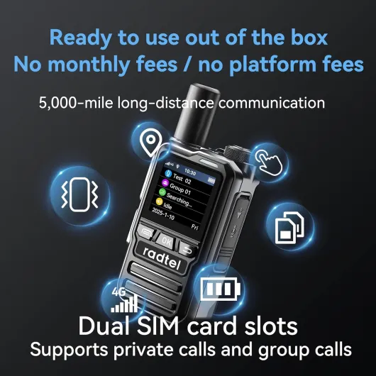 P8 PoC Radio (Push-to-Talk Over Cellular), Unlimited Range Nationwide Handheld Walkie Talkies, Rechargeable Two-Way Radios Long Distance GXIN Ham Radio (2 Pack with 2 SIM)