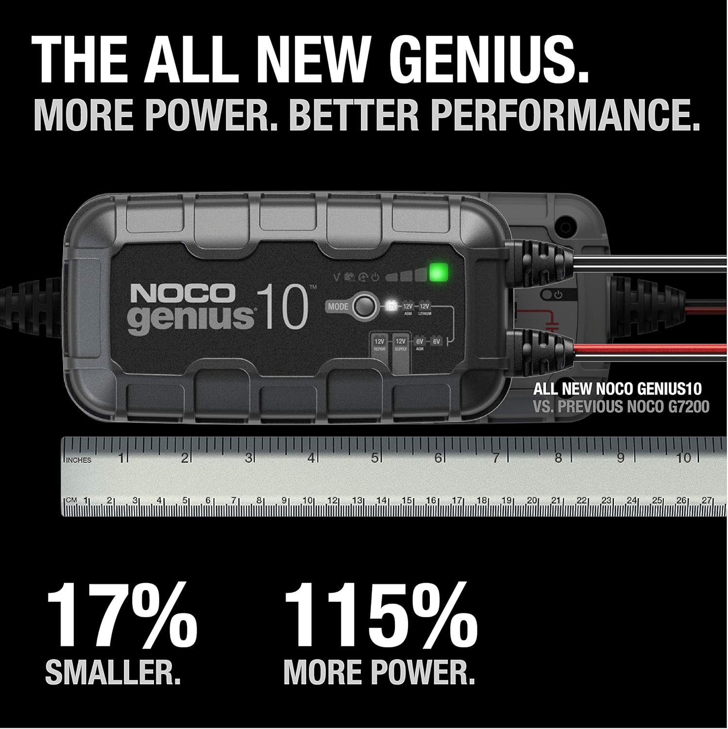 GENIUS10: 10A 6V/12V Smart Battery Charger – Automatic Maintainer, Trickle Charger & Desulfator with Overcharge Protection & Temperature Compensation – For Lead-Acid & Lithium Batteries