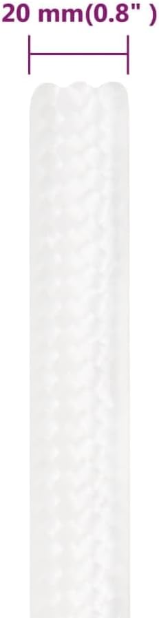 White 20mm 50m Polypropylene Boat Rope for Sailing, Yachting, Camping, and Fishing - Weather-Resistant and Versatile 20 mm x 50 m Full White