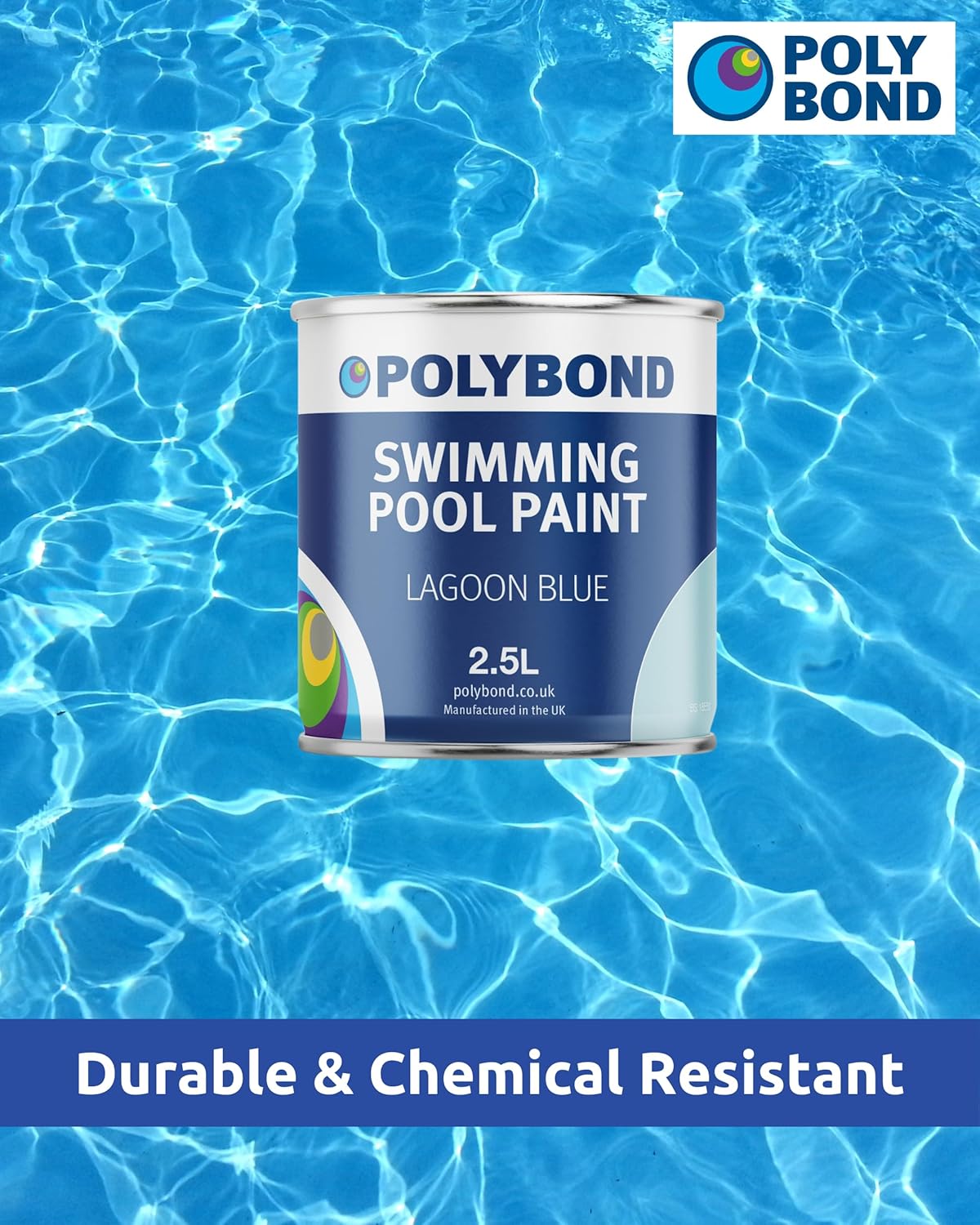 Swimming Pool Paint - Durable, Fast Drying Pool Paint Lagoon Blue 5 Litre 5 l (Pack of 1) Lagoon Blue
