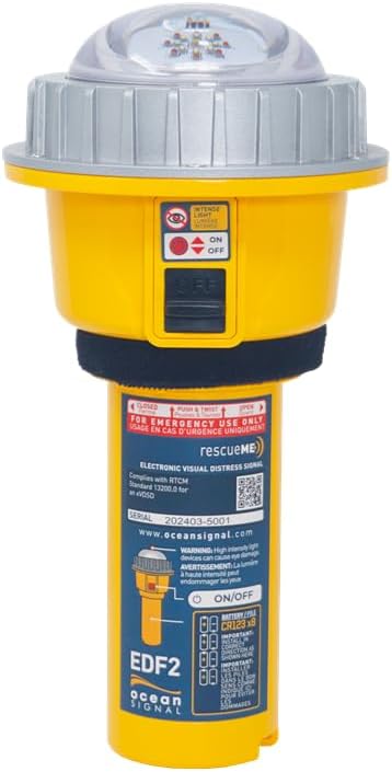 RescueME EDF2 Electronic Distress Flare – Boat Distress Flare / Boat Flare - Pyrotechnics Flare Alternative to Red Hand & Red Smoke Flare - SOS LED + IR - Waterproof Emergency Light