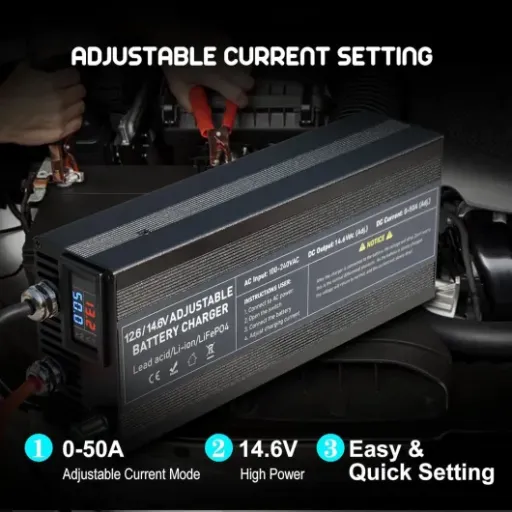 Capacity.Li 14.6V 50A LiFePO4 Charger Review: a brute-force fast charger for big lithium batteries