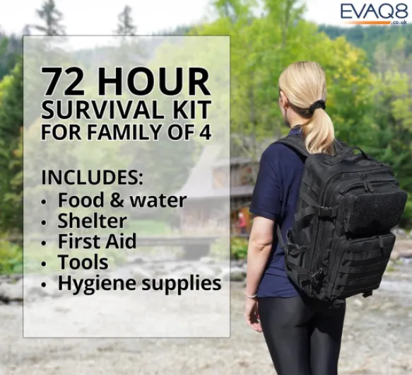 Emergency Survival Kit 4-Person 72-Hour Disaster Grab Bag