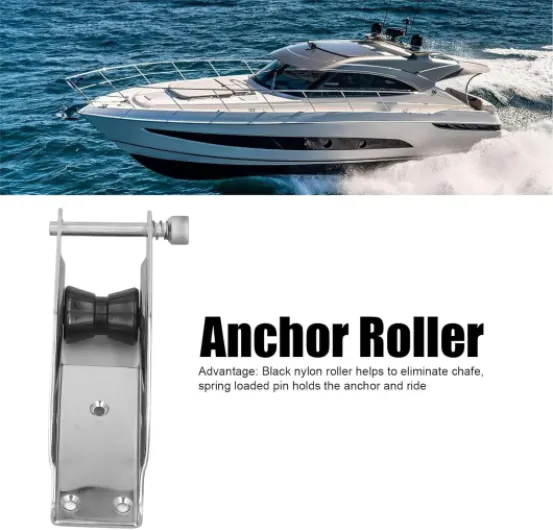 Anchor Roller 230mm Marine Anchor Bow Roller Spring Loaded Pin 304 Stainless Steel Black Nylon Fairlead Hardware for Boats Yachts