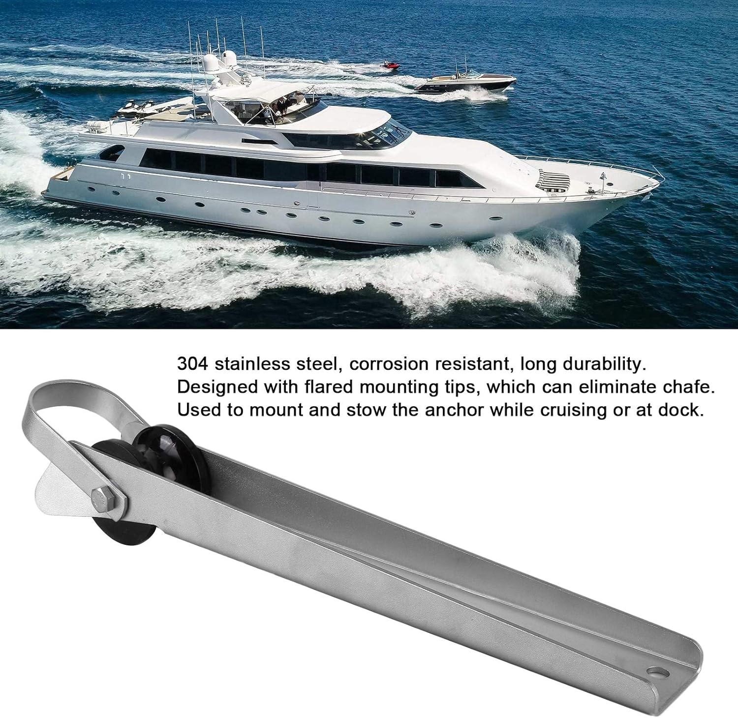 Boat Bow Anchor Roller 304 Stainless Steel 15in Anchor Roller Fixed Bracket Marine Boat Docking Hardware Accessories Self Launching Bow Rollers Heavy Duty