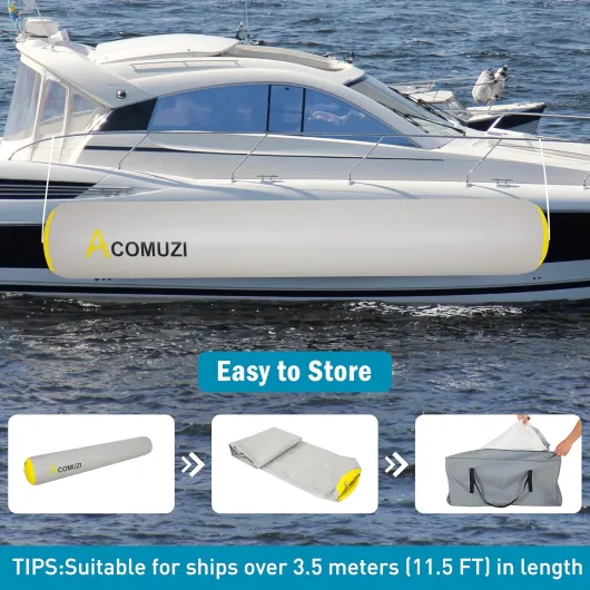 10ft Boat Bumpers, boat accessories for Docking Inflatable, Dock Bumper for Small Yacht, Fishing Boat, Pontoon Boat, Boat Fenders for Docking 10'x18"-Cylindrical PVC