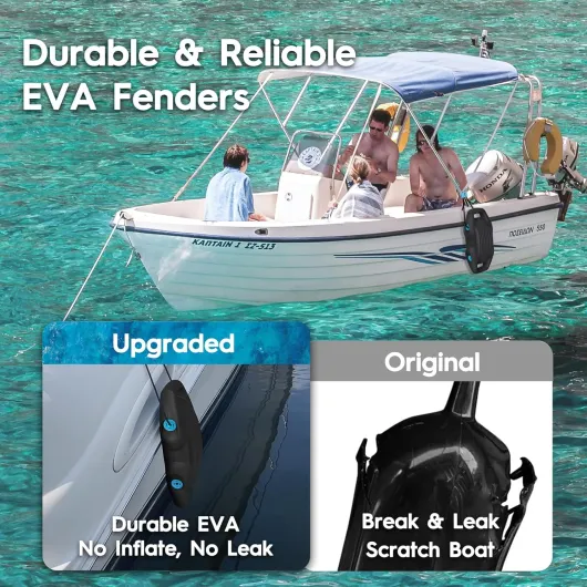 AWEMUFA Boat Fenders Easy to Install Bumper for Docking Ideal Fender for Pontoon, Bass, Jet Ski and Fishing Boats Black 2 Fenders