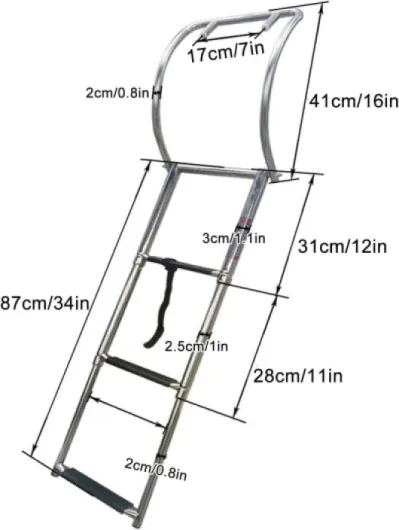 Stainless Steel Telescoping Boat Boarding Ladder - 3 Step Folding Ladder for Rib and Inflatable Boats - Wide Steps for Easy Boarding on Watercraft