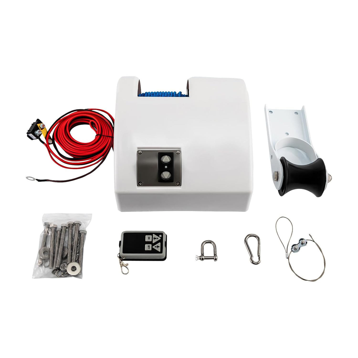 Electric Anchor Winch,12V 25LBS Boat Anchor Wench Marine Saltwater Anchor Windlass Kit with Wireless Remote Control,Heavy Duty Towing Winches for Fishing Boat Pontoon Boat, Motorboats (25LBS)