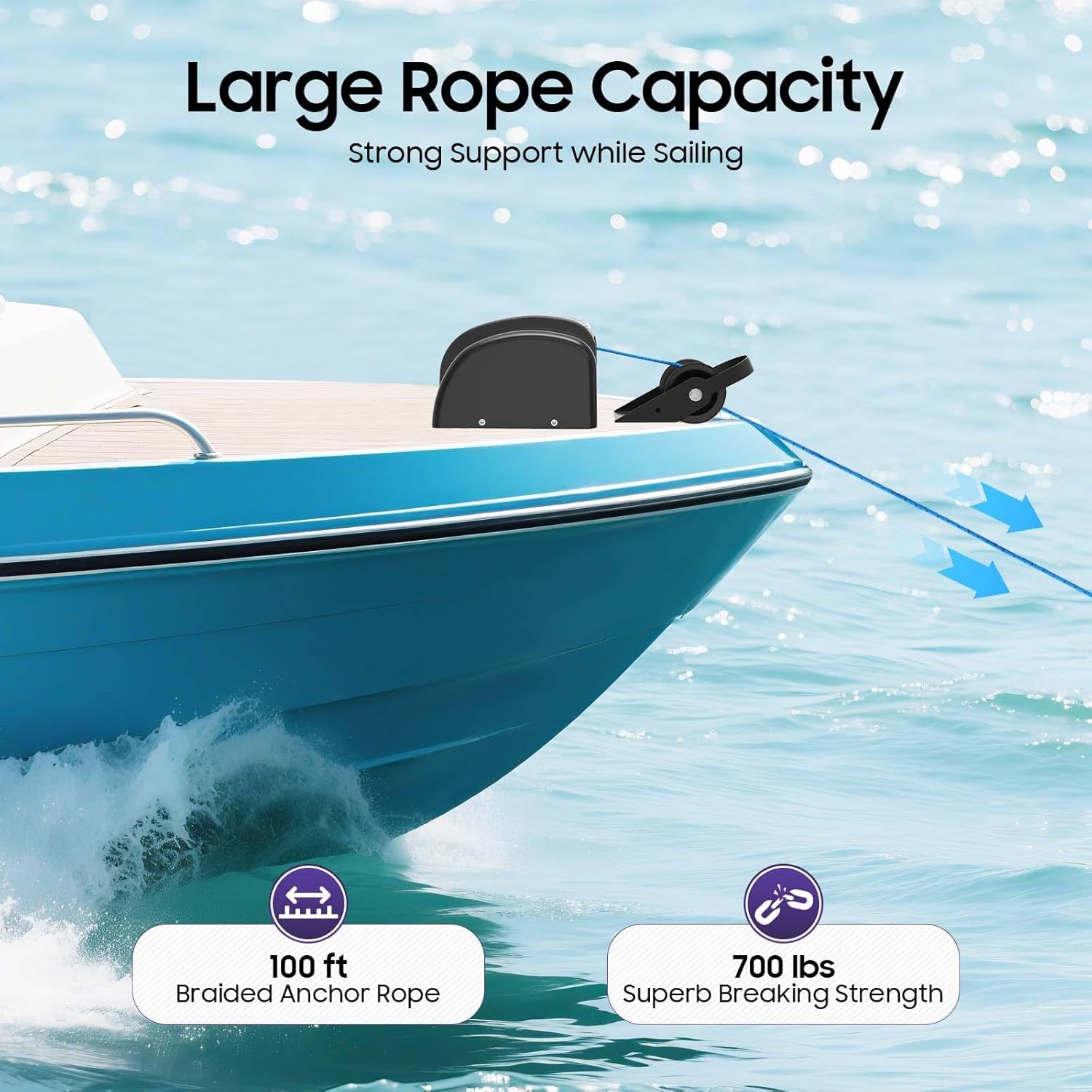 12V Electric Boat Winch & Anchor Windlass Kit - 21kg Anchor Capacity with 31m Braided Rope, Includes Wireless Remote, for Small Boats, Dinghies, Bass Boats