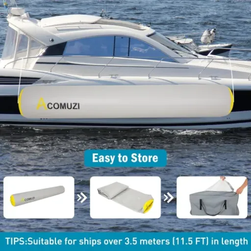ACOMUZI 10ft Boat Bumpers Review: a big inflatable cushion that keeps boats from kissing too hard