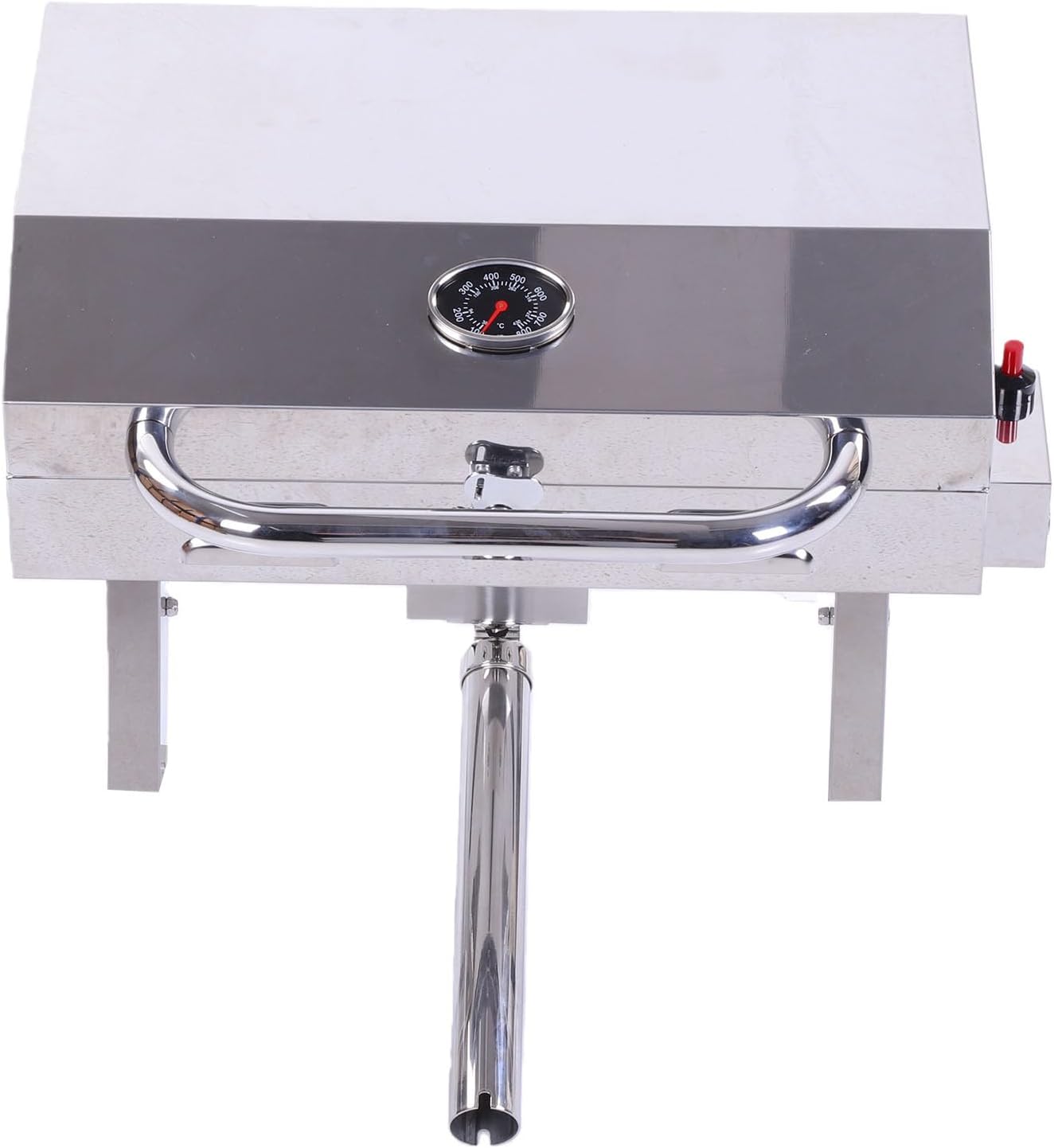Stainless Steel Portable Boat BBQ Grill - 12000 BTU With 200 Sq Inch Cooking Area Rod Holder Mount And Folding Legs For Pontoon Marine Use