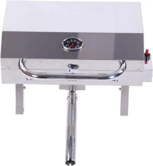 Stainless Steel Portable Boat BBQ Grill - 12000 BTU With 200 Sq Inch Cooking Area Rod Holder Mount And Folding Legs For Pontoon Marine Use