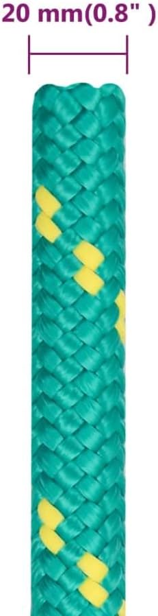 Boat Rope Anchor Line Braided Cord UV Resistant Ship Marine Yacht Coil Rope Abrasion Resistant for Sailing Green 20 mm 100 m Polypropylene 100 m,20 mm Green