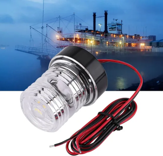 Boat Anchor Light Globe Replacement, Led Mast Head Navigation Light, 12V Led Navigation, Marine Boat Yacht All Round 360° White Anchor Light Mast Head Light Waterproof Strobe Led