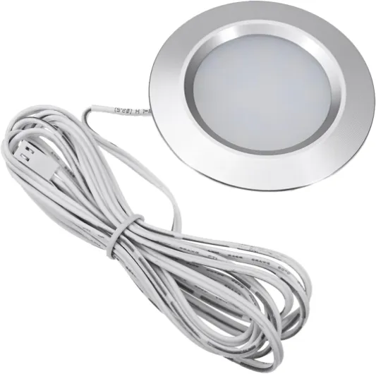JUTTAUTO 12V Interior LED Spot Lights, Campervan Lights, Dimmable Roof Ceiling Down Lights with Remote Control, Motorhome Lighting for T4 T5 Campervan Caravan Boat Yacht, 6 Ultra Slim Puck Lights Kit White/Dark Grey Heather