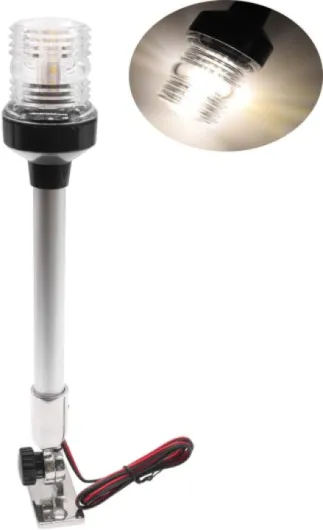 KAOLALI Adjustable Boat Navigation Light LED Marine Anchor Lights for Boat Yacht All Round 360° Pure White 12 V~24V 30.48CM/12IN-Adjustable Base
