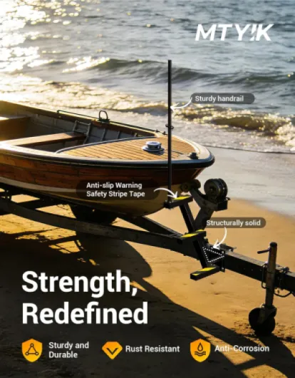 Boat Trailer Steps with Handrail Heavy-Duty Boat Boarding Step Ladder for The Tongue, Side Mount Non Slip 3 Steps