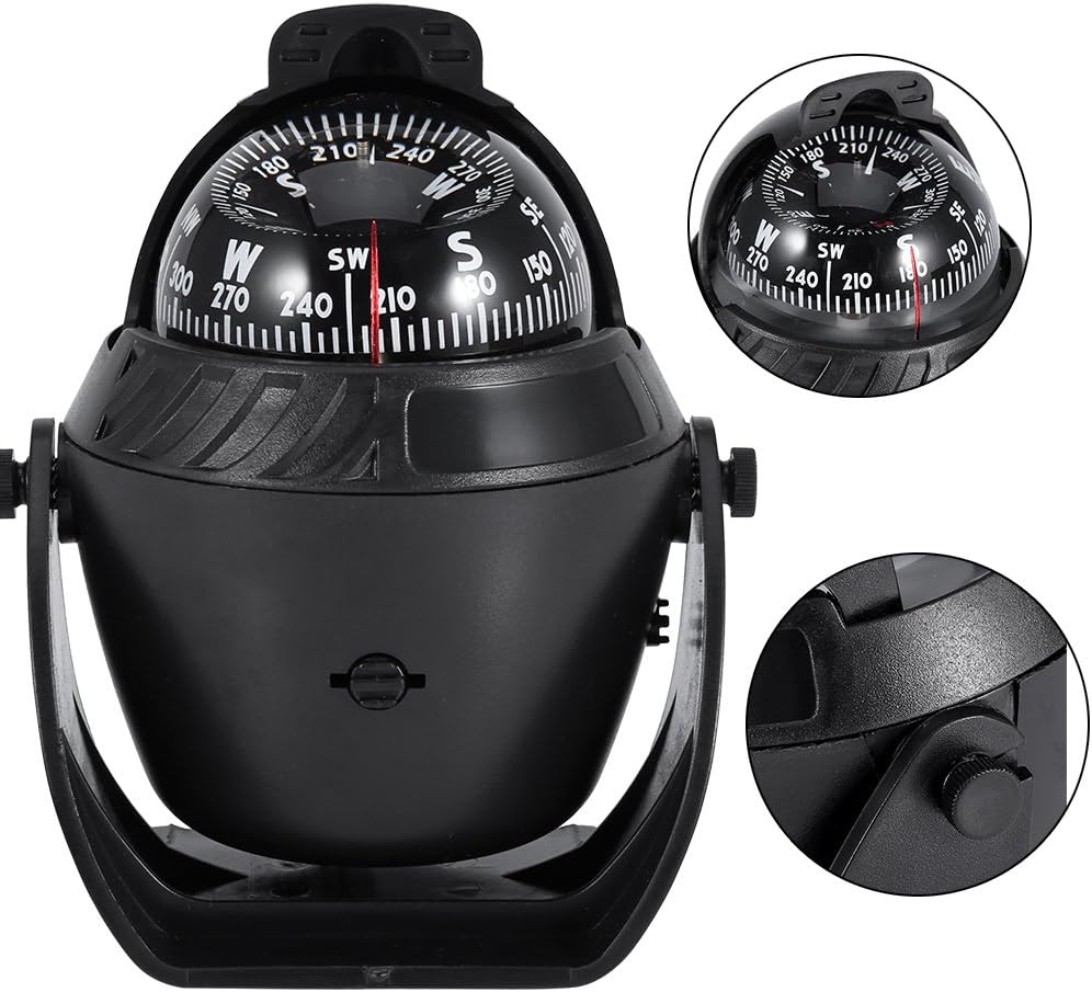 Digital Marine Compass, High Precision LED Light Pivoting Compass Electronic Navigation Compass for Marine Boat Car