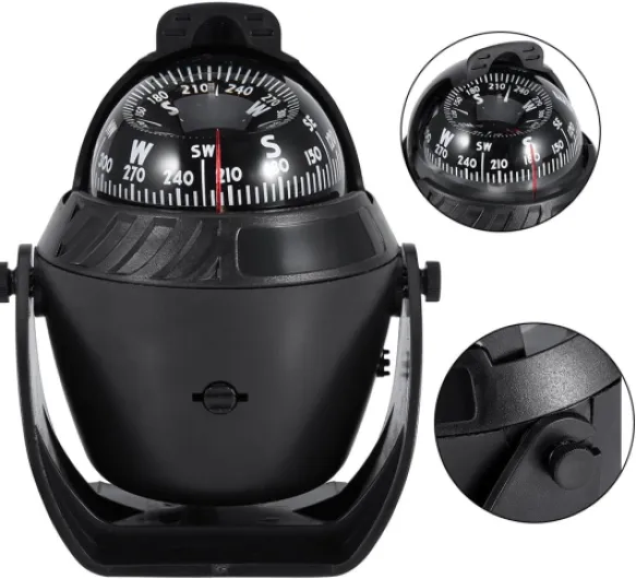 Digital Marine Compass, High Precision LED Light Pivoting Compass Electronic Navigation Compass for Marine Boat Car