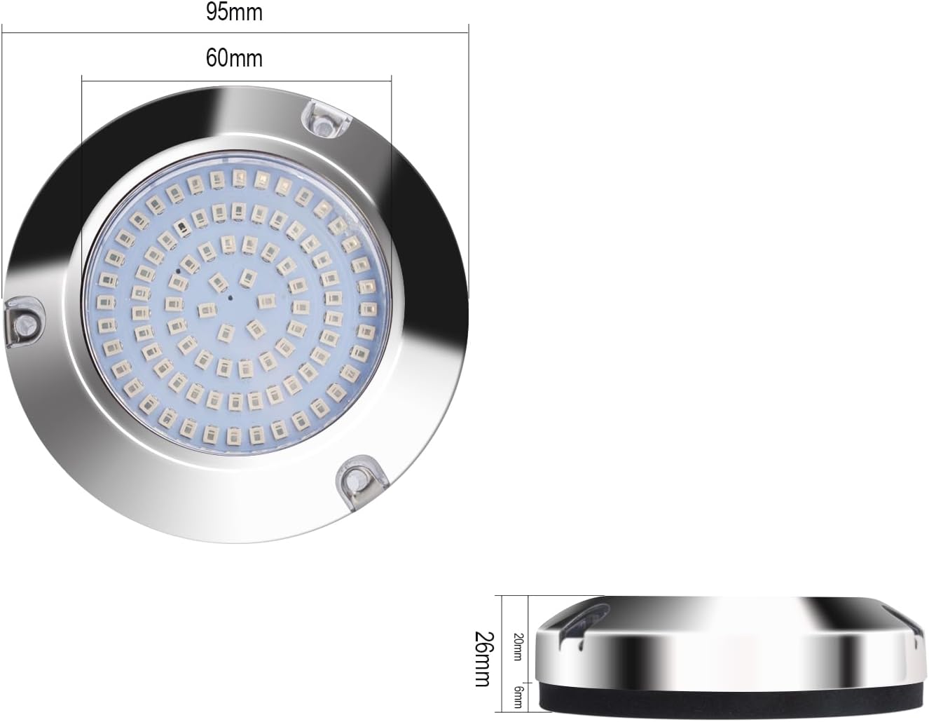 LED Underwater Light for Boats 316 Stainless Steel Boat Transom Mount Light, Waterproof LED Lights/Marine Lights 10-30V，for Stern Interior Navigation Deck Courtesy Night Fishing (Blue*2)