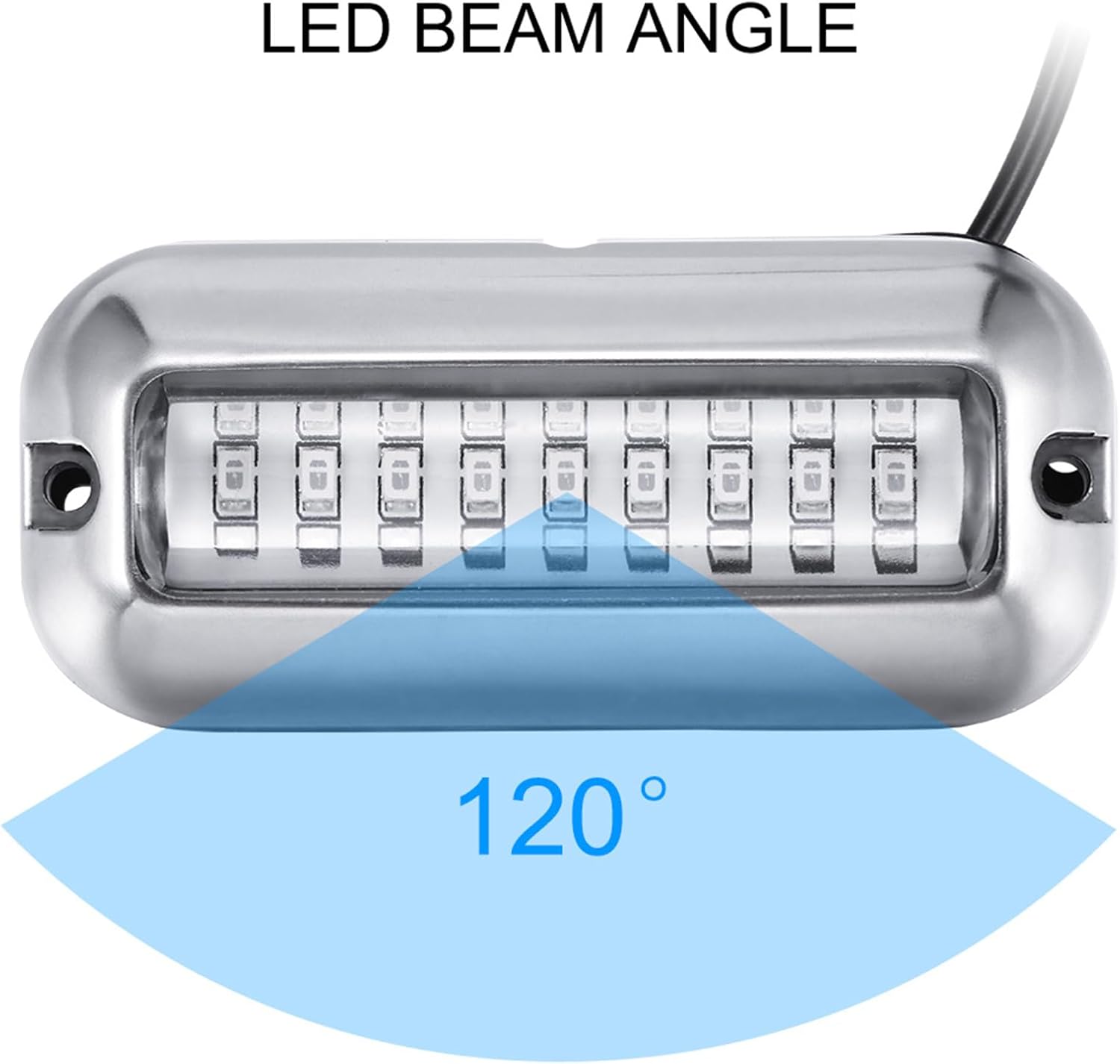 2x 27 LED Underwater Boat Lights - 12V-30V Rear Fish Light Navigation Signal for Boats, Deck, Kayak, Yacht, Marine, Pontoon