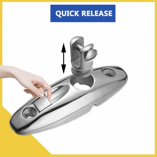 Quick Release Boat Bimini Top Swivel Deck Hinge 316 Stainless Steel, 360 Degree Swivel Deck Side Mount Hinge Include Screws(Pack of 2)
