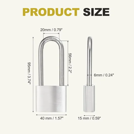 Stainless Steel Pin Tumbler Padlock with Keys (1-9/16", H: 95mm)(2Pcs) - Marine Grade Rustproof Padlock Harden Shackle Lock Keyed Different for Workshop Warehouse Doors