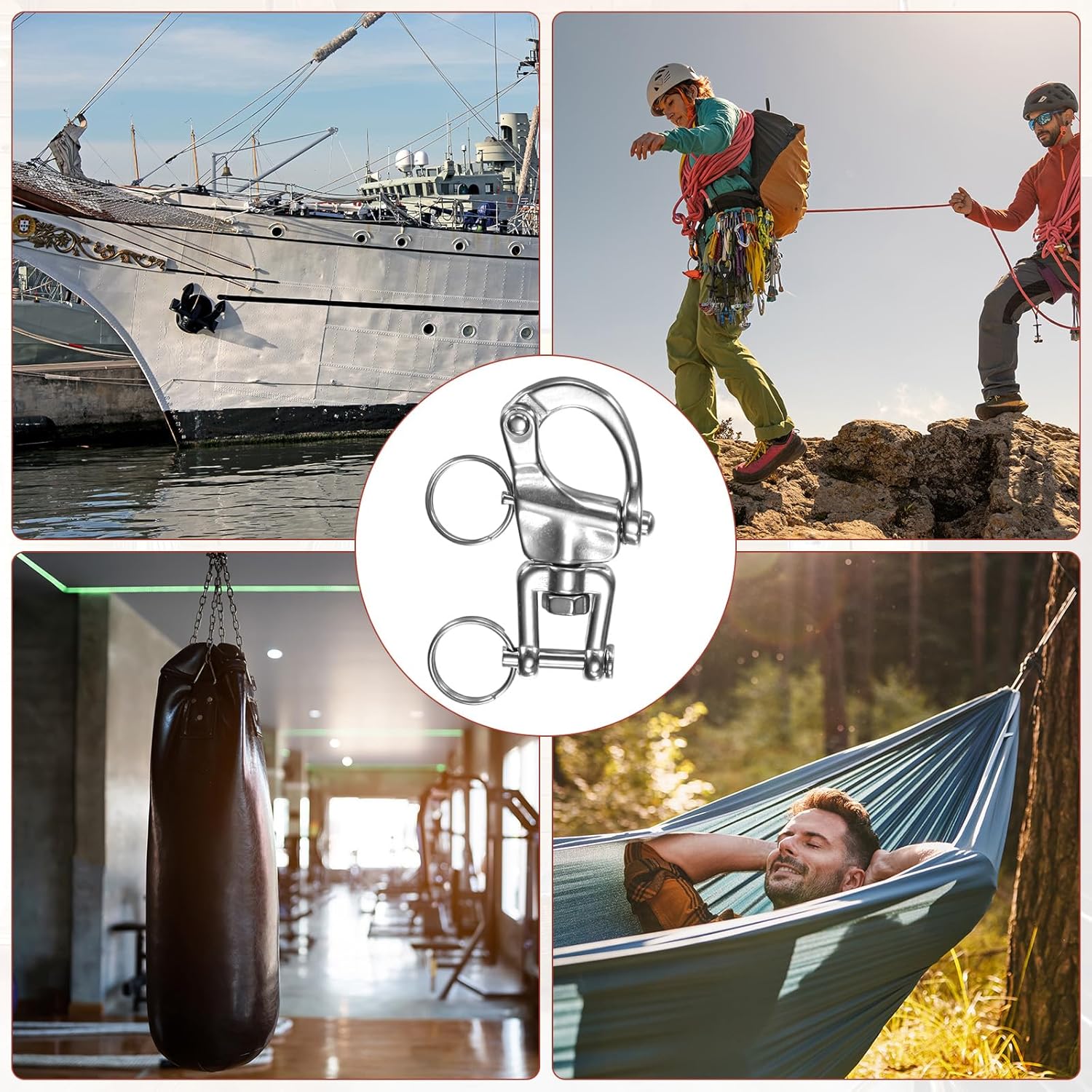 Swivel Snap Shackles [4PCS] - 316 Stainless Steel Jaw Anchor Swivel Clevis Shackle Use for Sailing Rigging & Camping & Marine - [70MM/2.76IN-500 KG] Quick Release Snap Hook mm/in