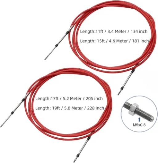 Brake and clutch oil lines 2pcs 134 181 205 228 Inch Marine Throttle Shift Remotes Control Box Cable for Outboard Engine Boat Motor Steering System Red(2 Pcs-Red 5.8m)