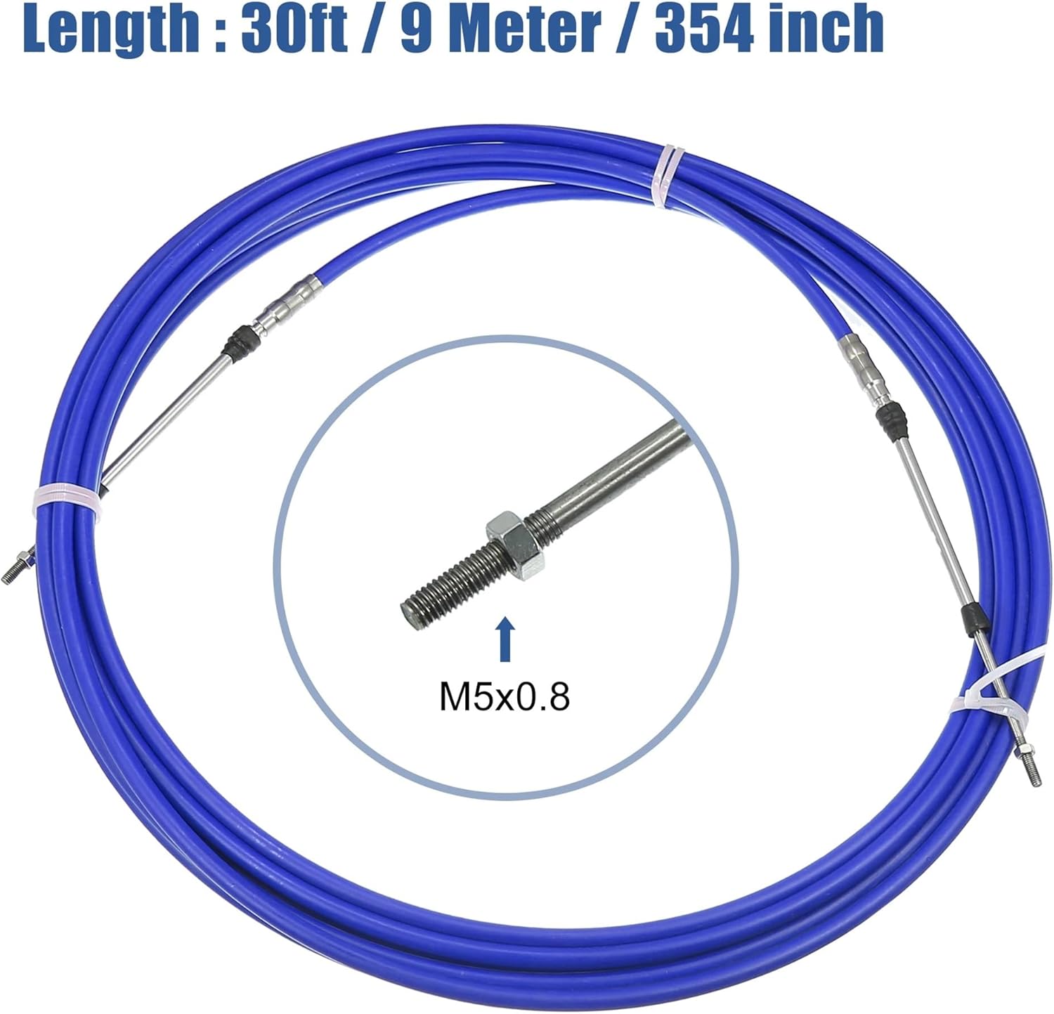 Brake and clutch oil lines 26ft-40ft 8M-12M Marine Type 3300 / 33C Throttle Shift Remotes Control Box Cable for Outboard Engine Boat Motor(1pc 30ft Blue)