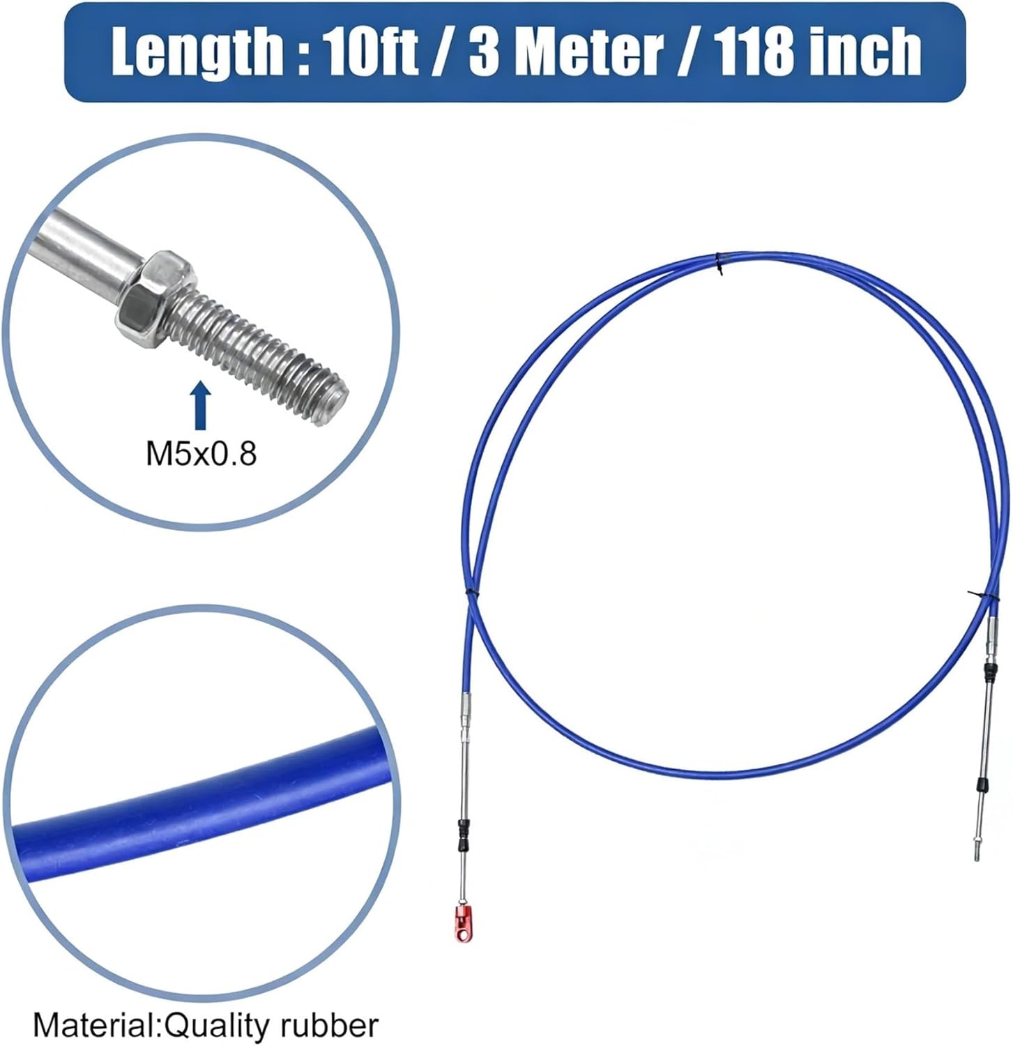 Brake and clutch oil lines 1-2pcs 10ft -24ft Marine Type 3300/33C Throttle Shift Remotes Control Box Cable w/Clevis(2pcs 10ft Blue)