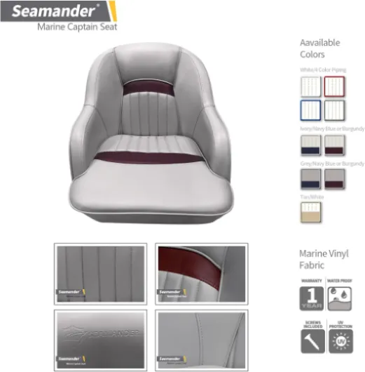 Seamander Captains Chair Pontoon Boat seat -S1040 Series (Grey/Burgundy)
