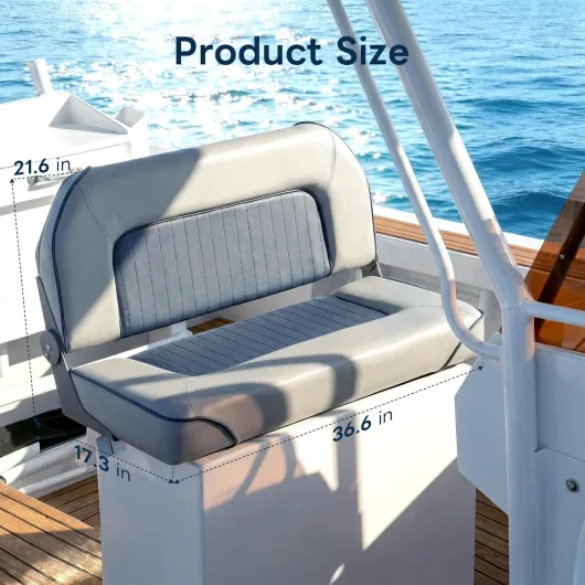 Boat Bench Seat,Low Back Double Folding Boat Seat,Seat for Bass Jon Fishing Boat(Deep Blue&Light Gray)