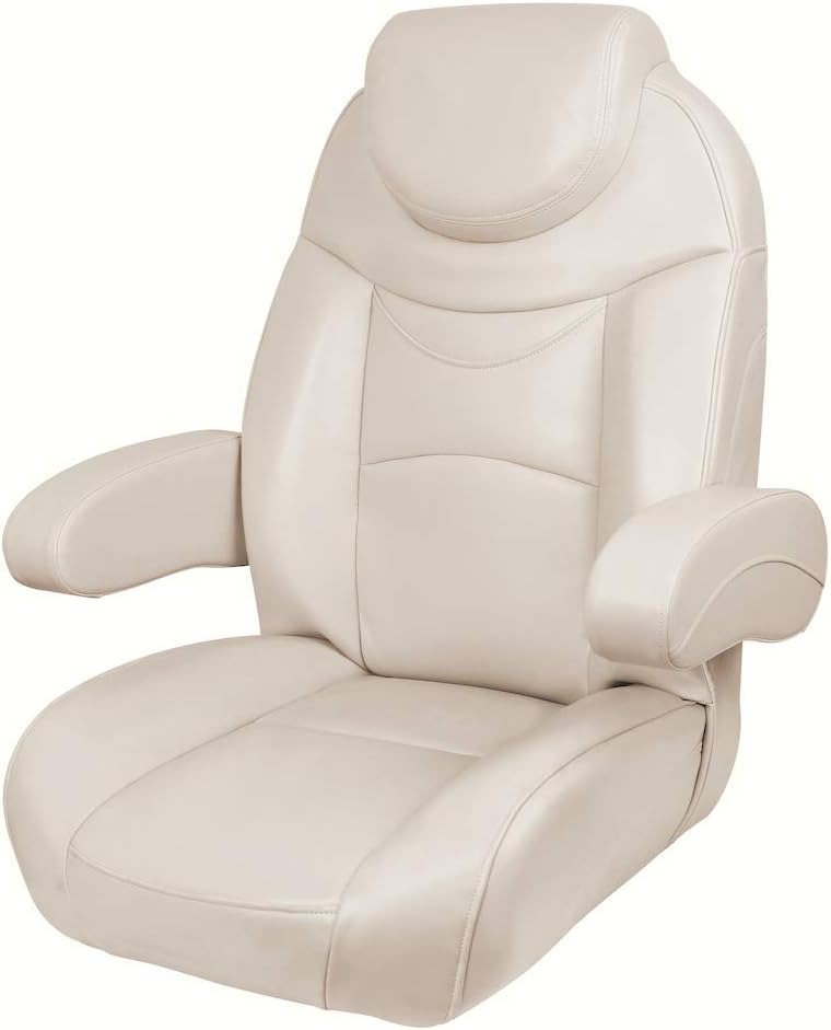 Premium Quality Reclining Helm Chair for Yachts & Caravans, Ivory Colour, Marine Boat