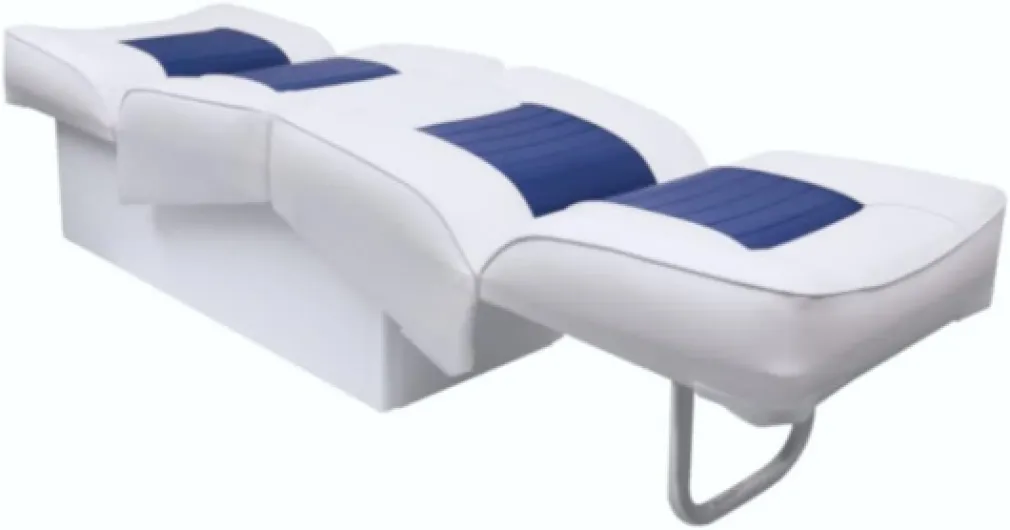 Back-to-Back Lounge Boat Yacht Seat, White and Blue, Premium Marine Grade Upholstery
