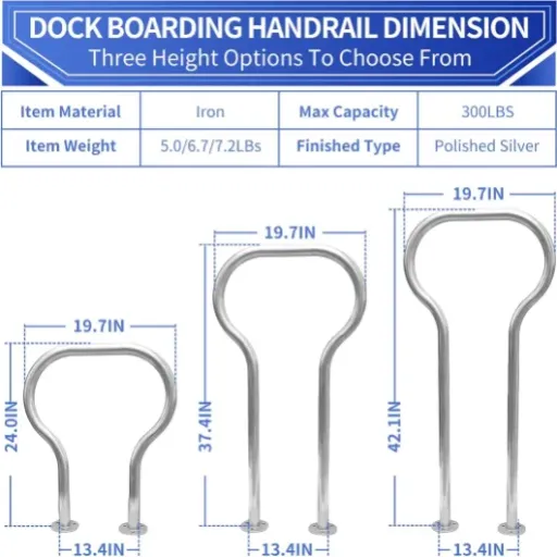 Boat Dock Boarding Handrail (37.4") Review: basic but reassuring support for getting on and off the boat