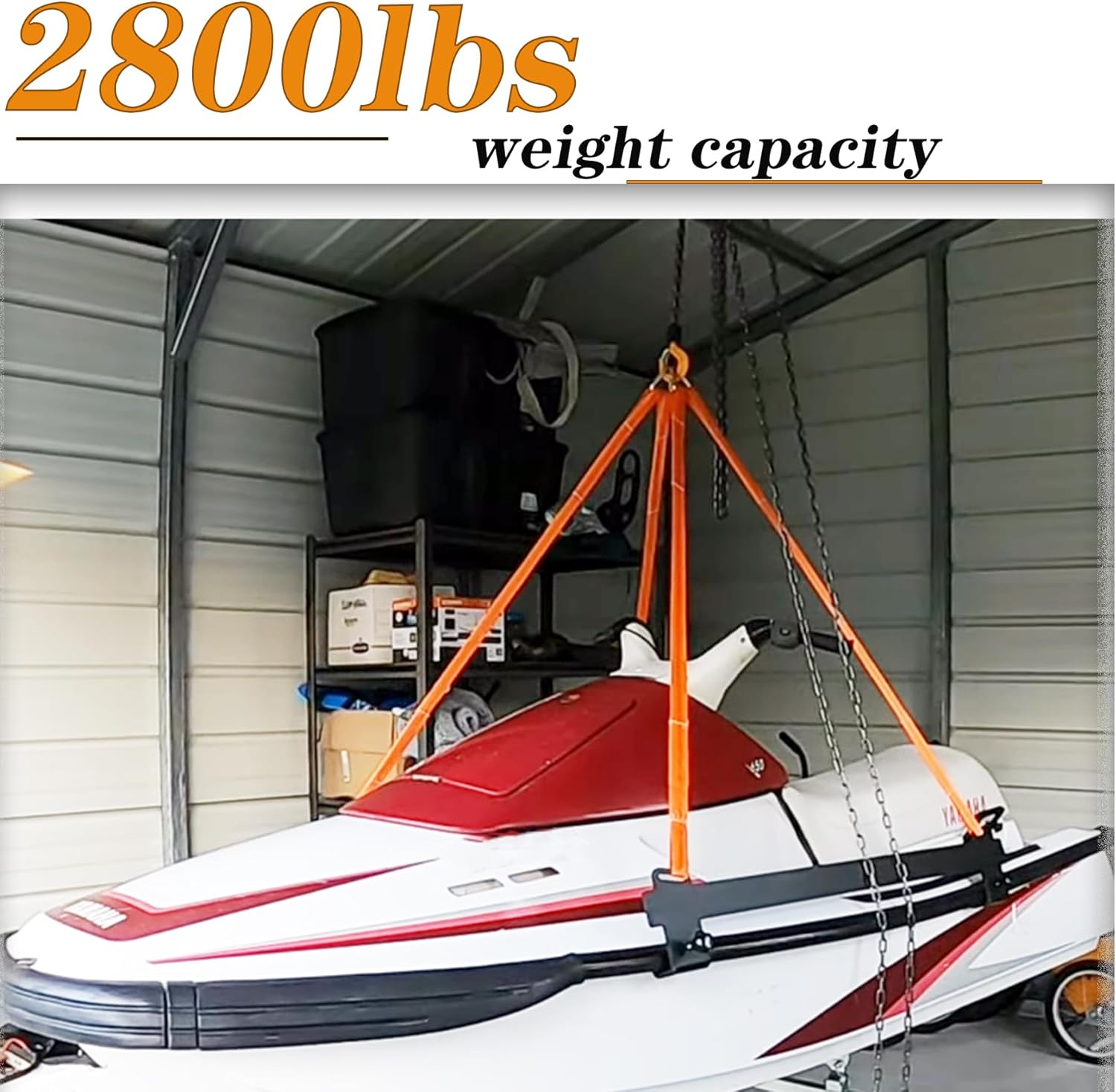43'' Watercraft Sling w/Heavy Duty Powder-Coated Steel Brackets,2800lbs Capacity Jet Ski Lift Sling,Polyester Lifting Straps for Personal Watercraft, PWC, Jet Ski (1 Pair)