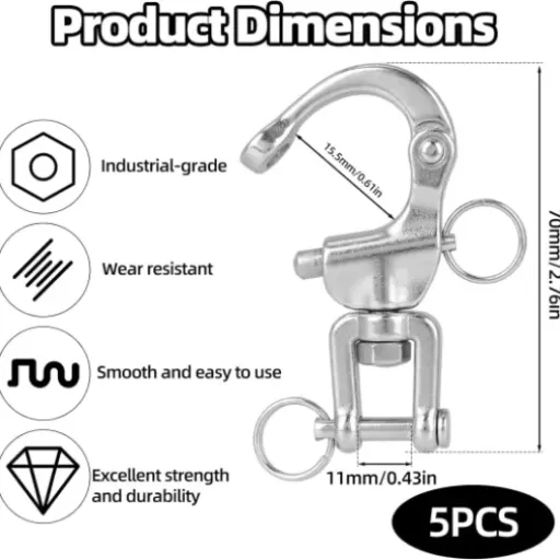 Goktvai 5pcs 316 Swivel Jaw Snap Shackles Review: cheap marine shackles that actually feel solid