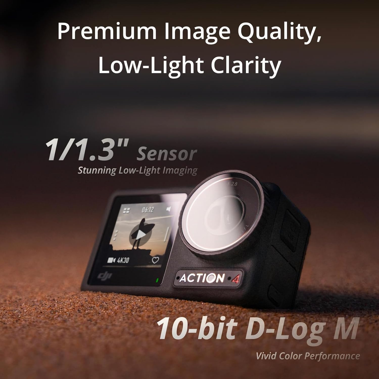 DJI Osmo Action 4 Essential Combo - 4K/120fps Waterproof Action Camera with a 1/1.3-Inch Sensor, Stunning Low-Light Imaging, 10-bit & D-Log M Color Performance, a Long-Lasting 1770 mAh Battery Essential Combo Single