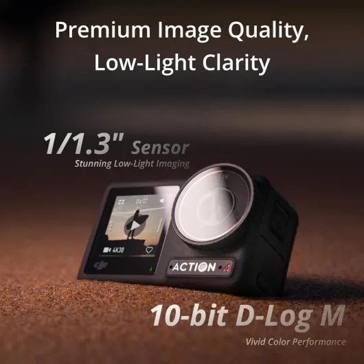 DJI Osmo Action 4 Essential Combo - 4K/120fps Waterproof Action Camera with a 1/1.3-Inch Sensor, Stunning Low-Light Imaging, 10-bit & D-Log M Color Performance, a Long-Lasting 1770 mAh Battery Essential Combo Single