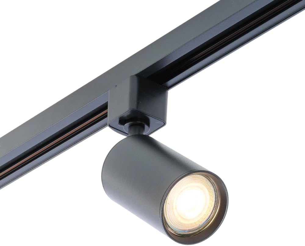 Qub Focus III 1-Phase Spotlight Track Lighting - 400 cm - 6x GU10 Heads - 4x 1m Rails - I-Form - Spot Lights Black - Extendable & Flexible - Compatible Led Ceiling Light - Modern Design Track Lighting