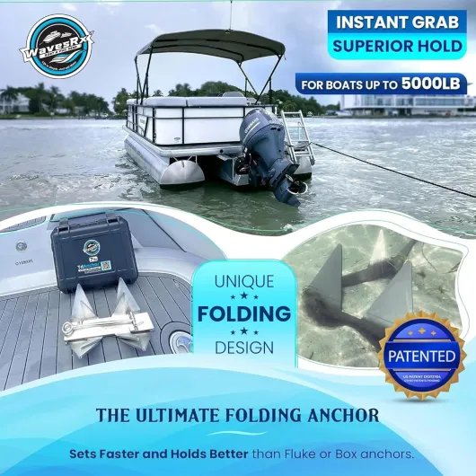 TriAnchor - Stainless Steel Folding PWC & Boat Anchor Kit - Sets Instantly for Effortless Boat & Jet Ski Anchoring - Compact Patent-Pending Design Grips Better Than Plow, Fluke or Box Anchor 7LB BUNDLE