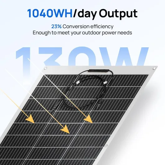 ECO-WORTHY Flexible Solar Panel 260W 12V Waterproof Photovoltaic Module for Motorhome Boat Caravans Campervan Roof Cabin and Non-Flat Surfaces 2PCS 130W