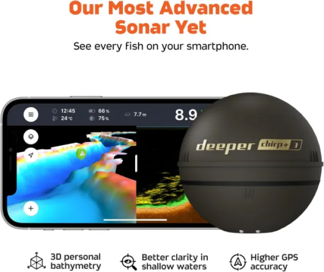 CHIRP+ 3 Castable GPS Sonar - Portable Fish and Depth Finder for Boat Fishing, Ice Fishing, Shore Fishing - Personal 3D Depth Maps with User-friendly Free App