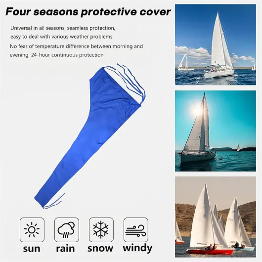 Heavy Duty Mainsail Boom Cover, Waterproof Oxford Cloth Sail Cover with Adjustable Straps for All Seasons, Fits 10/11ft Boats 12/13ft Red 600D